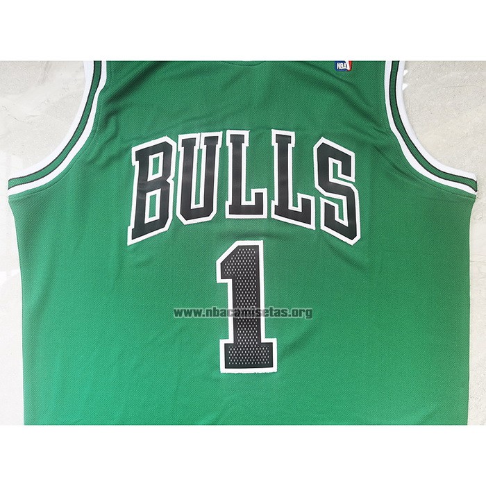 Camiseta Chicago Bulls Derrick Rose NO 1 Mitchell & Ness 2008-09 Verde